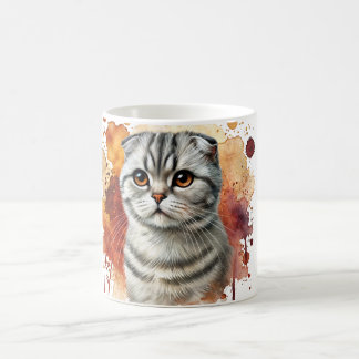 Skotsk fold Silver Tabby katt Kaffemugg