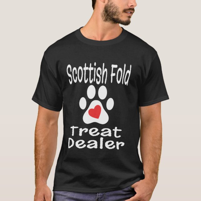 Skotsk Fold Treat Utbytes Handlare Katt Tass Tryck T Shirt (Framsida)