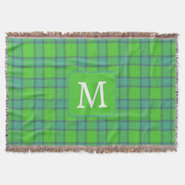 Skotsk grön &blå Plaid-rutig monogram Filt
