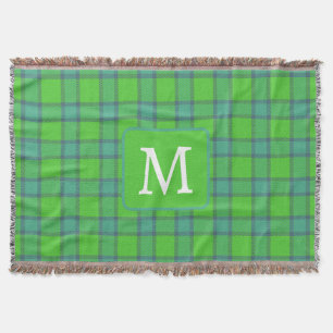 Skotsk grön &blå Plaid-rutig monogram Filt