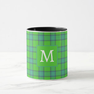 Skotsk grön &blå Plaid  tartan monogramnamn Mugg