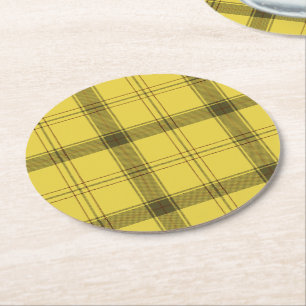 Skotsk gul tartan underlägg papper rund