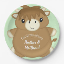 Skotsk Highland Cow Baby Shower-Grönt