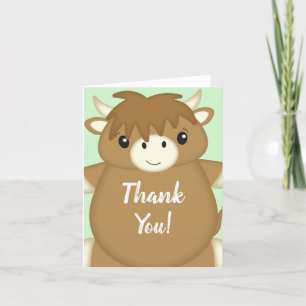 Skotsk Highland Cow Baby Shower-Grönt Tack Kort