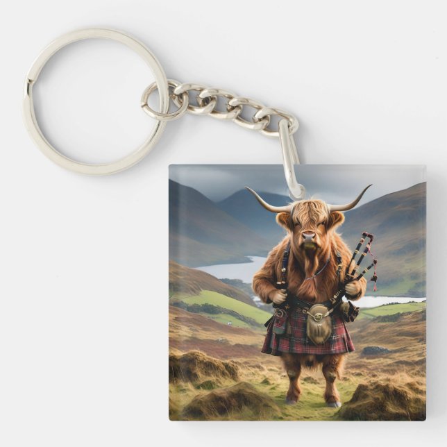 Skotsk Highland Cow Bagpiper, (Framsidan)
