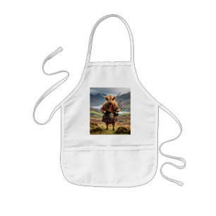 Skotsk Highland Cow Bagpiper, Barnförkläde