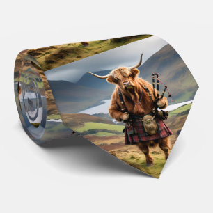 Skotsk Highland Cow Bagpiper, halsduk Slips