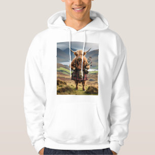 Skotsk Highland Cow Bagpiper,  Hoodie