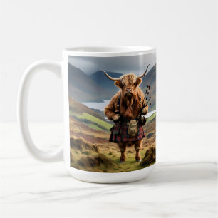 Skotsk Highland Cow Bagpiper, Kaffemugg