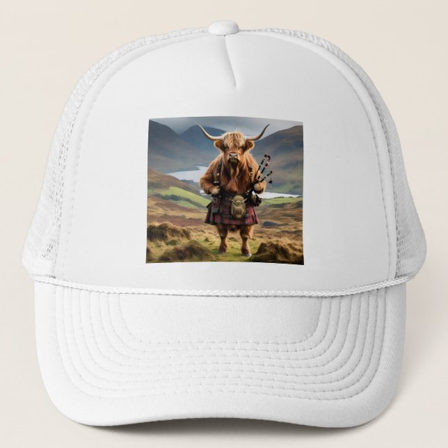 Skotsk Highland Cow Bagpiper,  Keps (Framsida)