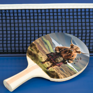 Skotsk Highland Cow Bagpiper, Pingisracket