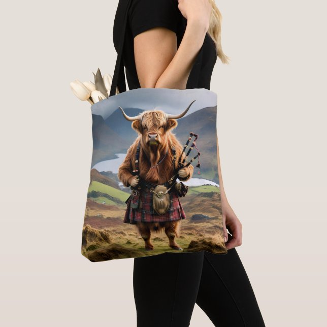 Skotsk Highland Cow Bagpiper,  Tygkasse (Närbild)