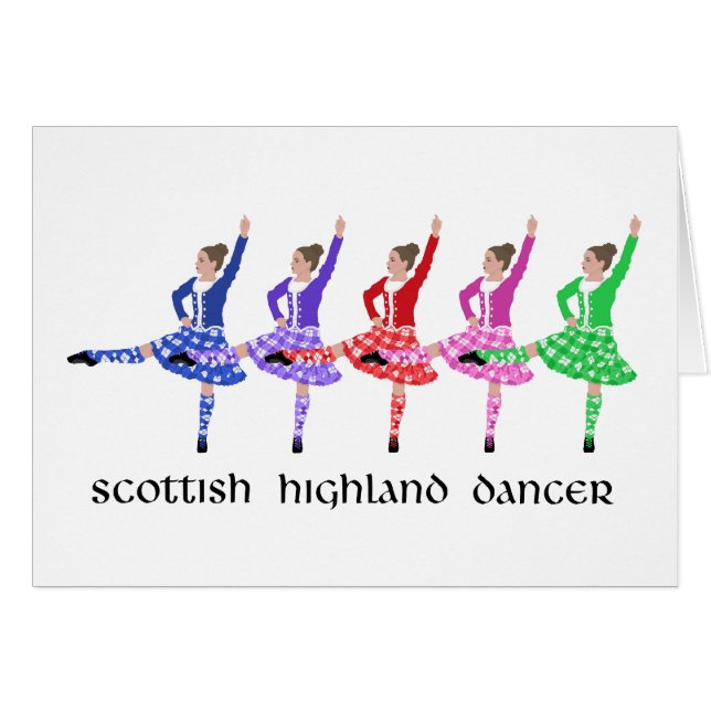Skotsk Highland Dance Line Hälsningskort (Framsidan Horizontal)