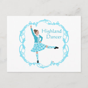 Skotsk Highland Dancer Celtic Knotwork Turkos Vykort