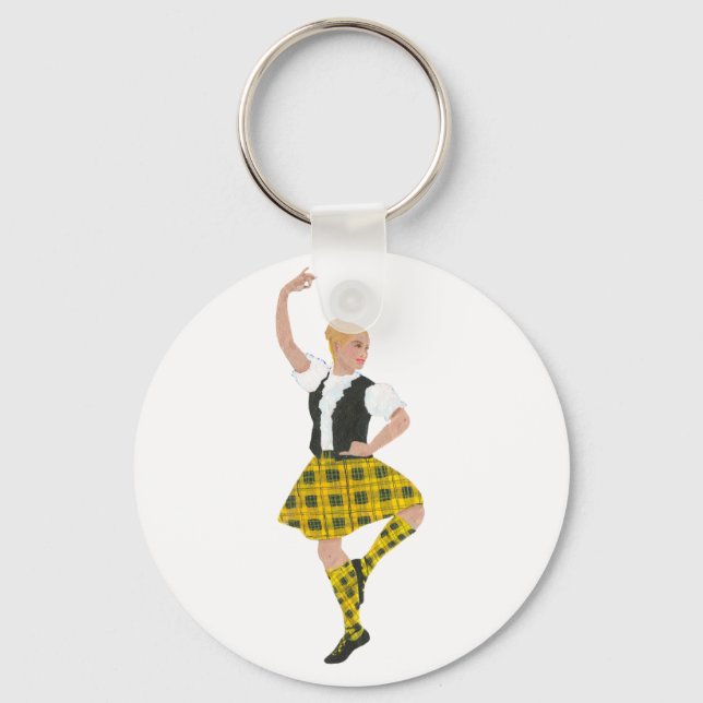 Skotsk Highland Dancer MacLeod Tartan Nyckelring (Framsida)