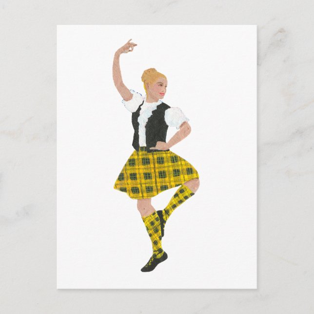 Skotsk Highland Dancer MacLeod Tartan Vykort (Framsida)