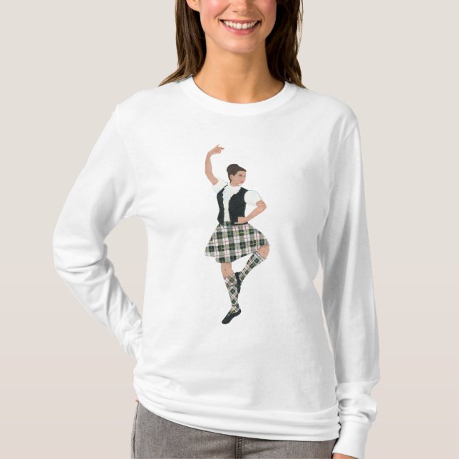 Skotsk Highland Dancer MacPherson Tartan Tee Shirt (Framsida)