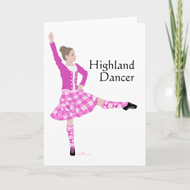 Skotsk Highland Dancer Rosa Kort (Framsida)