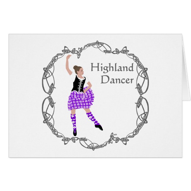 Skotsk Highland Dansare Celtic Knotwork Lila Hälsningskort (Framsidan Horizontal)