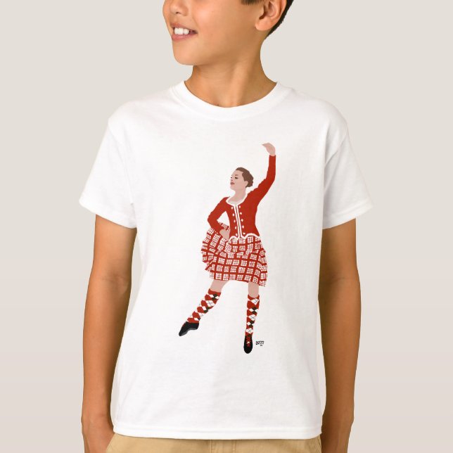 Skotsk Highland-dansare i rött Tee Shirt (Framsida)