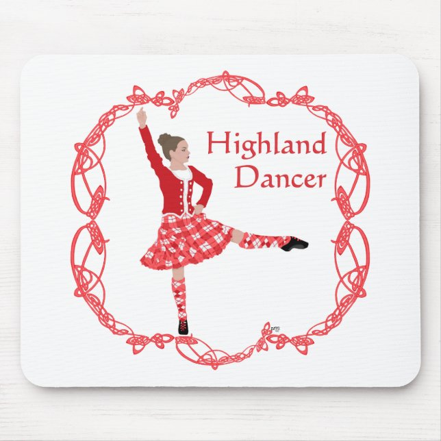 Skotsk Highland Dansare Kelter Knutmönster Röd Musmatta (Framsidan)