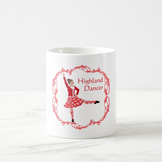 Skotsk Highland Dansare Kelterknutmönster Röd Kaffemugg (Center)