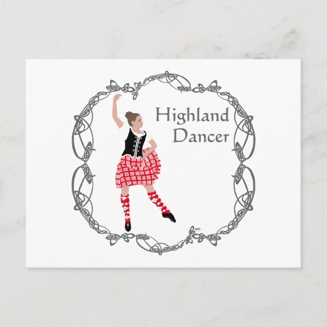 Skotsk Highland Dansare Kelterknutmönster Röd Vykort (Framsida)