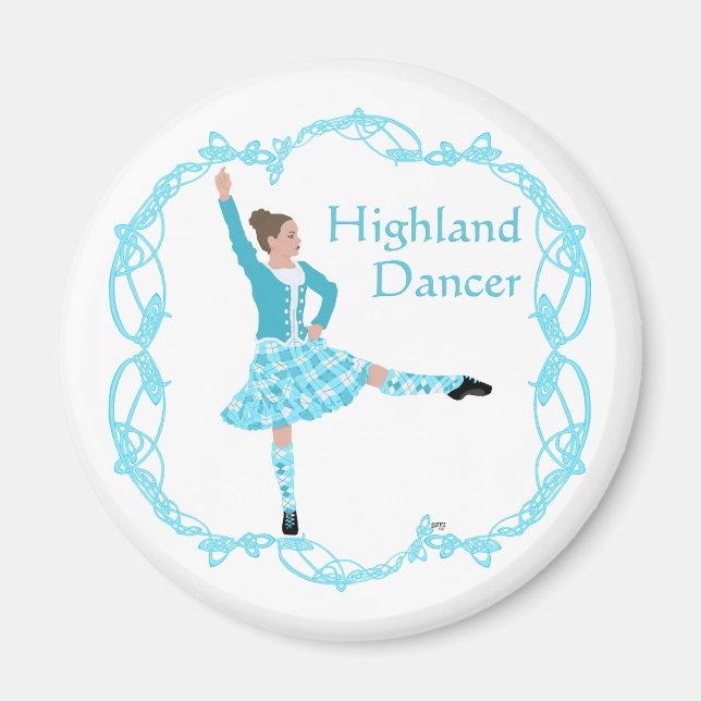 Skotsk Highland Dansare Kelterknutmönster Turkos Magnet (Framsidan)