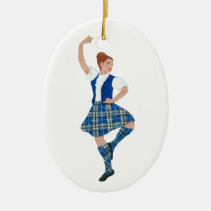 Skotsk Highland-dansare - Nevil Plaid Julgransprydnad Keramik