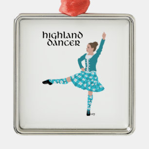 Skotsk Highland-dansare - Turkos Julgransprydnad Metall