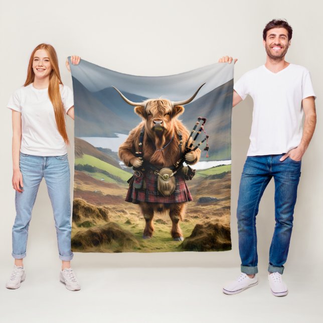 Skotsk Highland Ko Bagpiper, Fleecefilt (På plats)