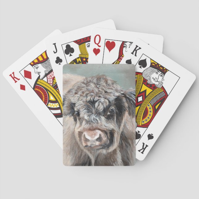 Skotsk Highland Ko på Grönt Casinokort (Baksidan)