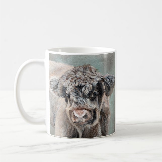 Skotsk Highland Ko på Grönt Kaffemugg (Vänster)