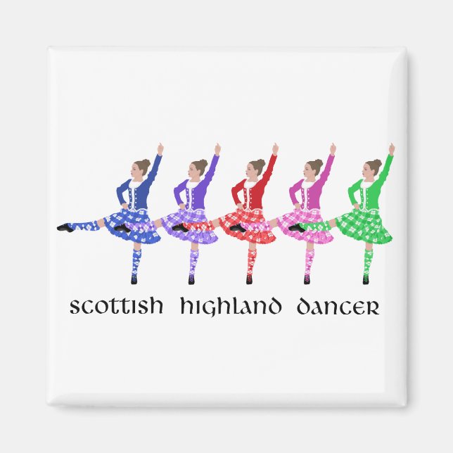 Skotsk Highlanddans Line Magnet (Framsidan)