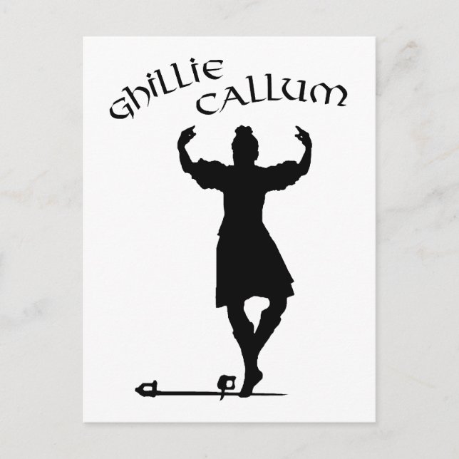 Skotsk Highlanddansare Ghillie Callum Vykort (Framsida)