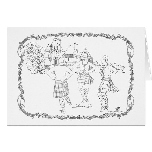Skotsk Highlanddansare Hälsningskort (Framsidan Horizontal)
