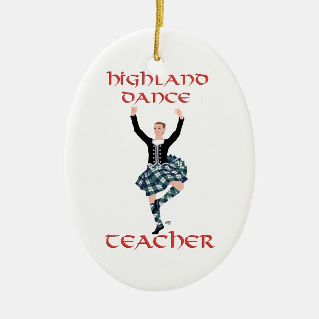 Skotsk Highlanddanslärare Julgransprydnad Keramik (Framsidan)