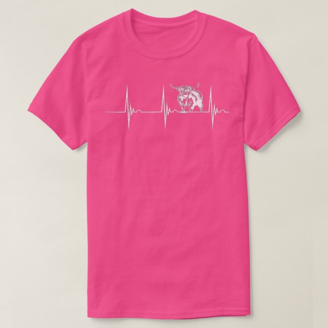 Skotsk högland, Cow Heartslag EKG Pulse Highland T Shirt (Design framsida)