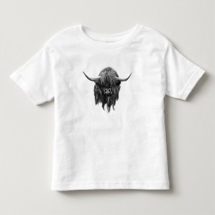 Skotsk höglands- ko i svartvitt t shirt