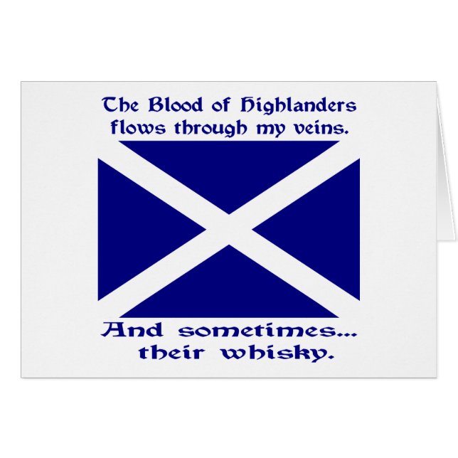 Skotsk Höglandsk blod & whisky Hälsningskort (Framsidan Horizontal)