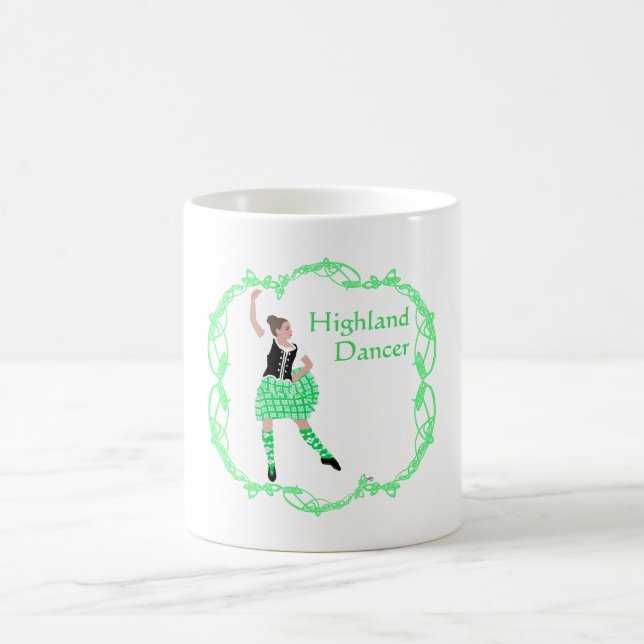 Skotsk högländsk dansare Kelterknutmönster Grön Kaffemugg (Center)