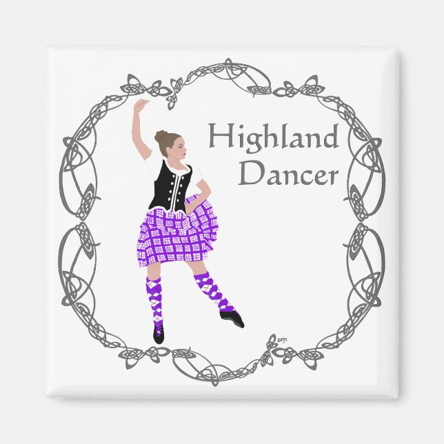 Skotsk högländsk dansare Kelternätverk Lila Magnet (Framsidan)