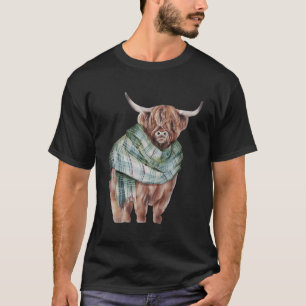 Skotsk höglandskö med Grönt Play Scarf Heife T Shirt