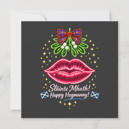 Skotsk Hogmanay Mistel Neon Tartan Present Inbjudningar
