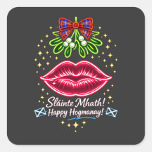 Skotsk Hogmanay Misteltoe Neon Tartan Present