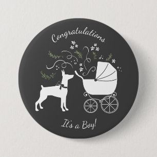 Skotsk Hund Baby Shower Puppy Scottish Terrier Grå Knapp