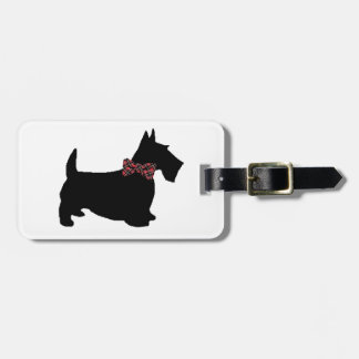 Skotsk Hund i Play Bow Tie Bagagebricka