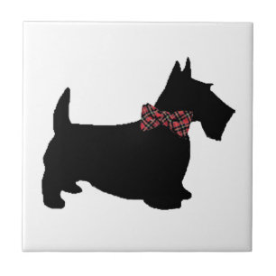 Skotsk Hund i Play Bow Tie Kakelplatta