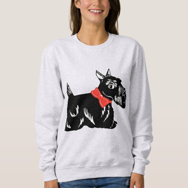 Skotsk Hund med Red Bow Women's Sweatshirt Tee (Framsida)