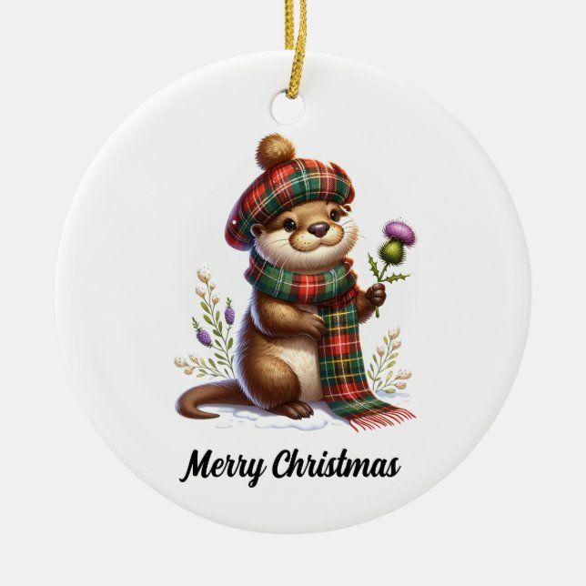 Skotsk jul - bättre jul julgransprydnad keramik (Framsidan)